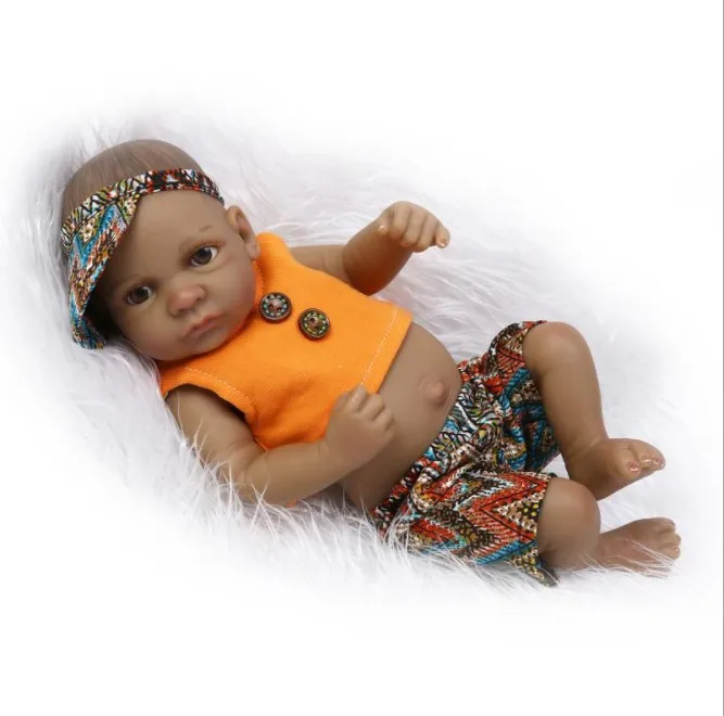 生まれ変わったアフリカの赤ちゃん人形リアルなソフトシリコンブラック 