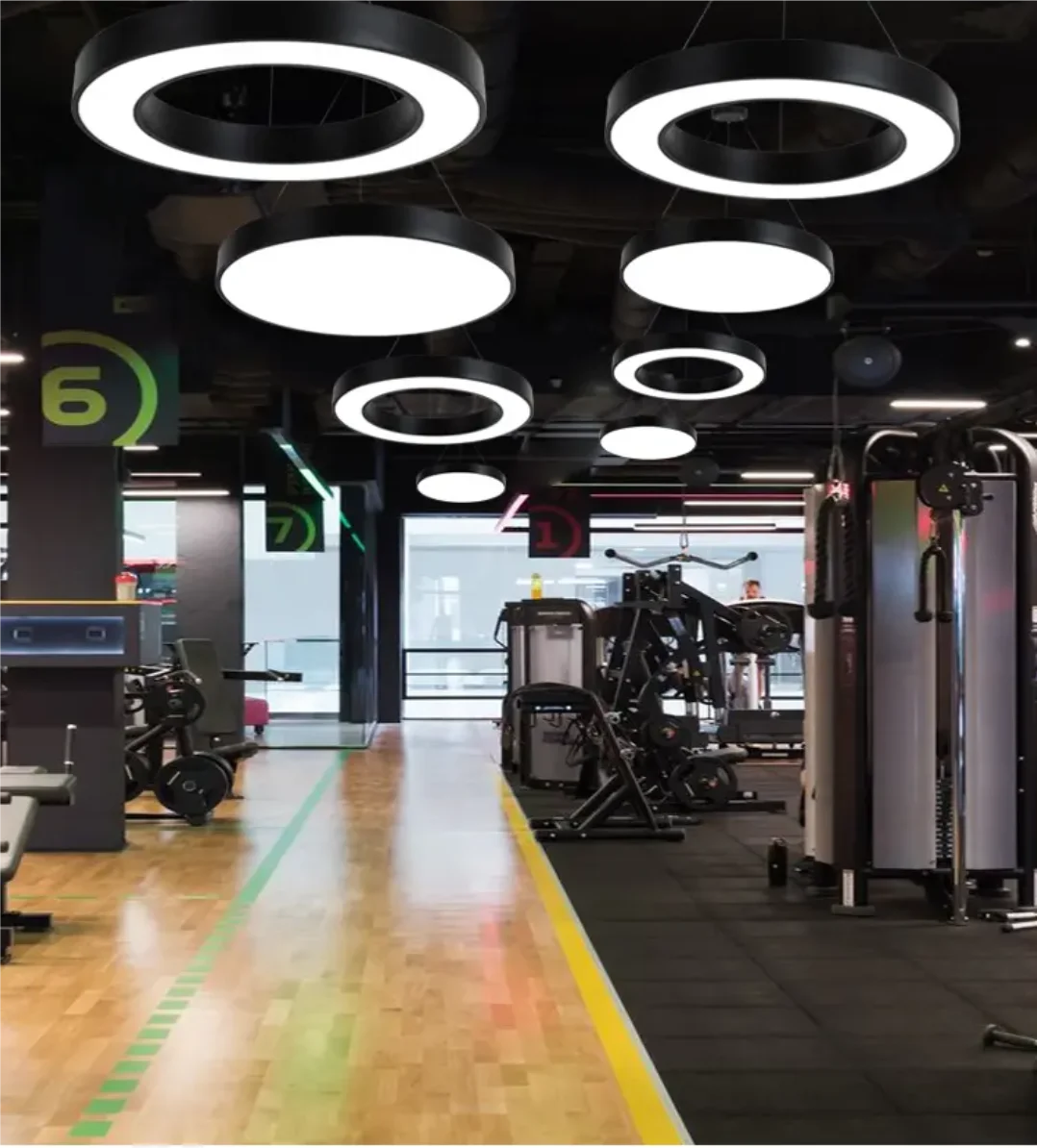 product modern style irregular six sided prism round warm white hanging line light for indoor office gym mall simple creative design-7