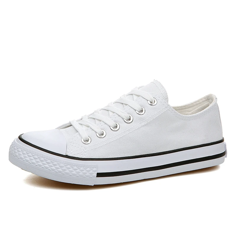 Wholesale Plain White Casual Sneakers Blank Flat Vulcanized Canvas ...