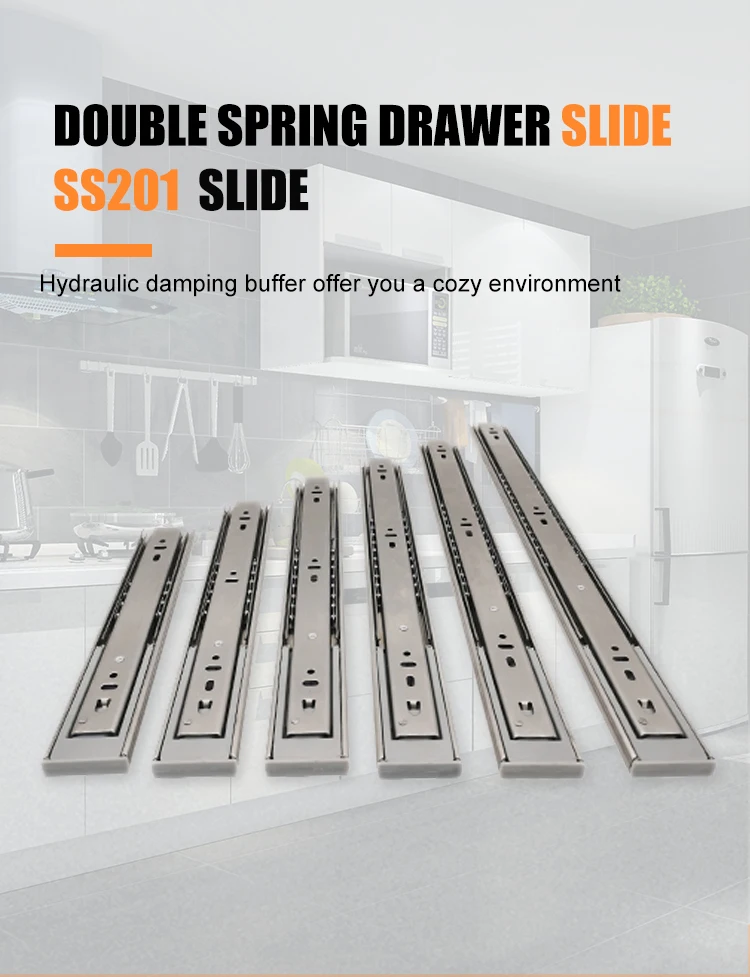 Furniture Hardware Stainless Steel 201 Ball Bearing Drawer Slide