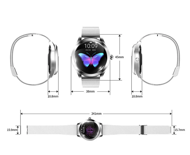New Products Kw10 Smart Watch Women Ip68 Waterproof Heart Rate