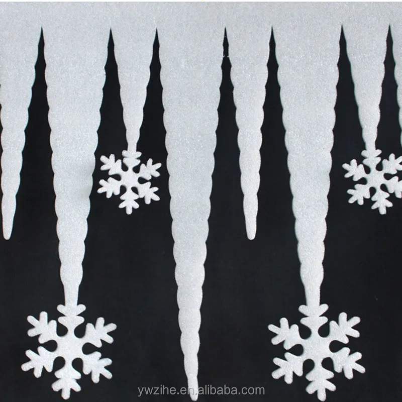 2pcs/lot Foam Ice Strip Icicle Snowflake Pendant Decorations Merry Christmas Ornaments Snow Navidad Natal Decor for Wall White
