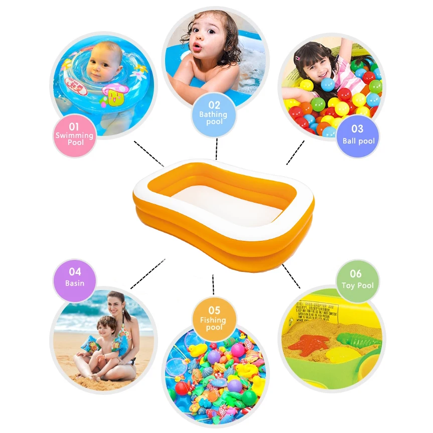 Gran Durable Inflable Rectangular De La Familia De Piscina Para Niños