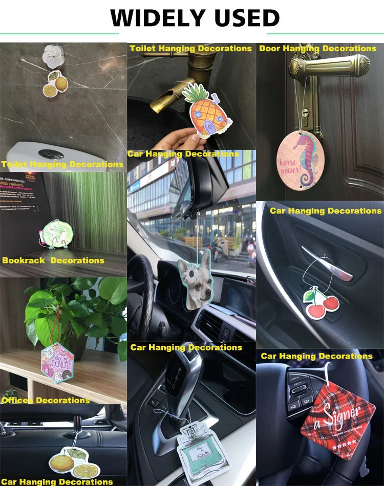 Custom logo scents air freshener brands wholesale hanging paper air fresheners for car manufacture