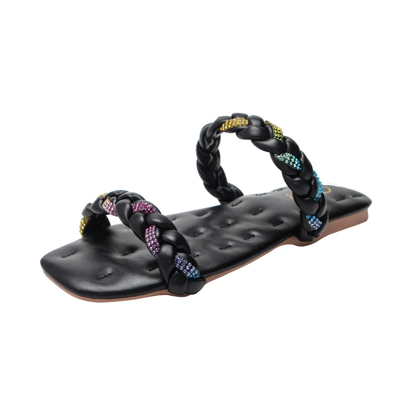 Zapatillas Planas Con Hilo Bordado Para Mujer,Sandalias Informales  Coloridas Tejidas Con Diamantes - Buy Damas Sandalias Casuales,Señoras  Zapatillas Planas,Sandalias Zapatilla Product on Alibaba.com