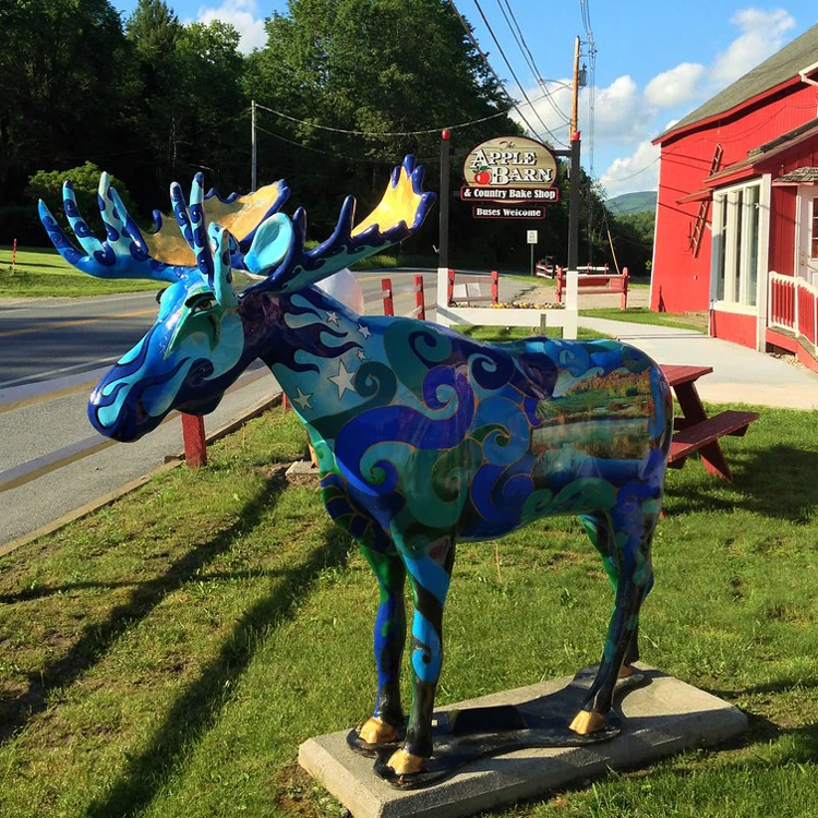 Life Size Resin Moose Statue Fiberglass Elk Sculpture