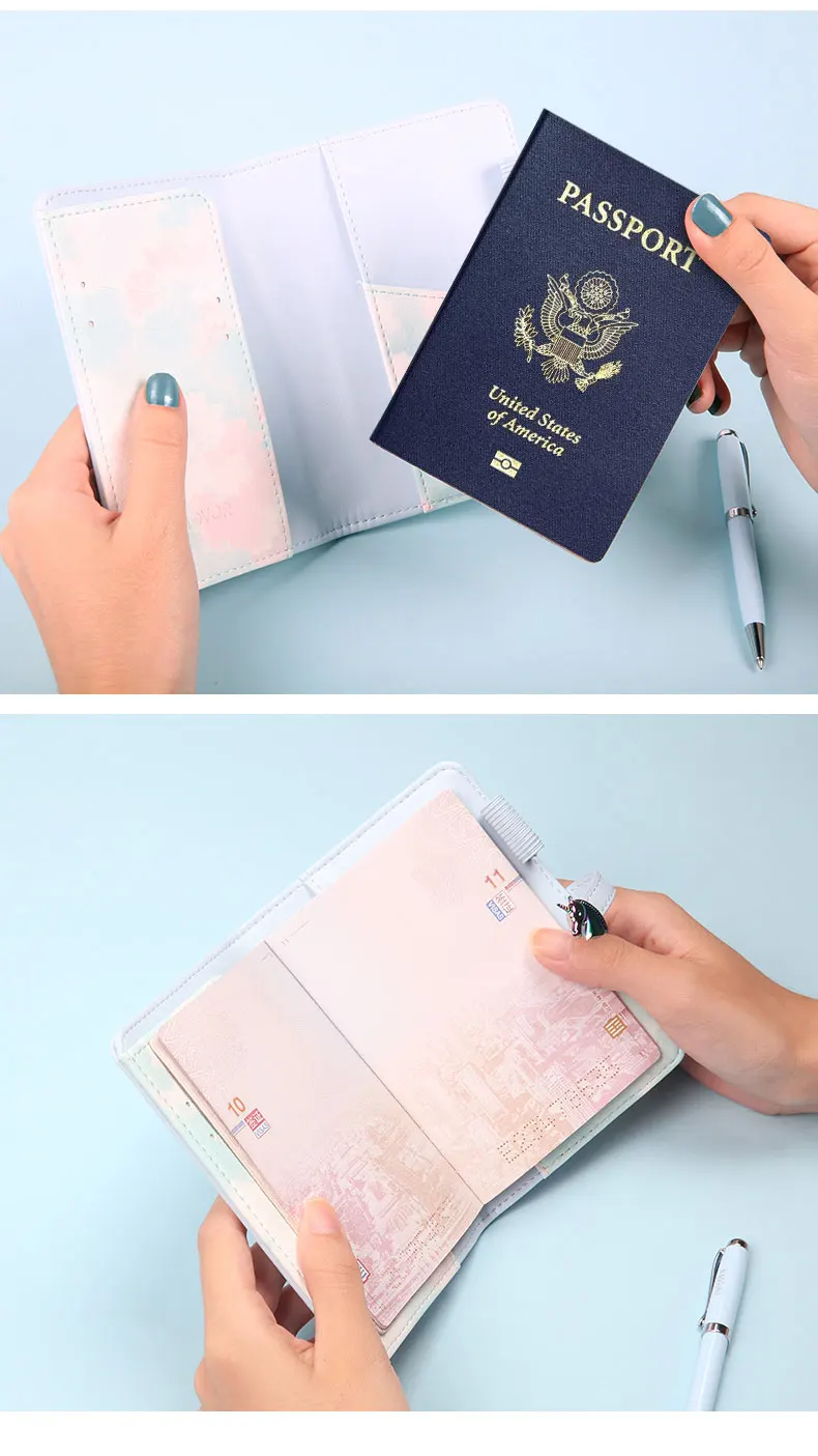 多卡位置 ins 存储袋航空机票护照持有人独角兽护照