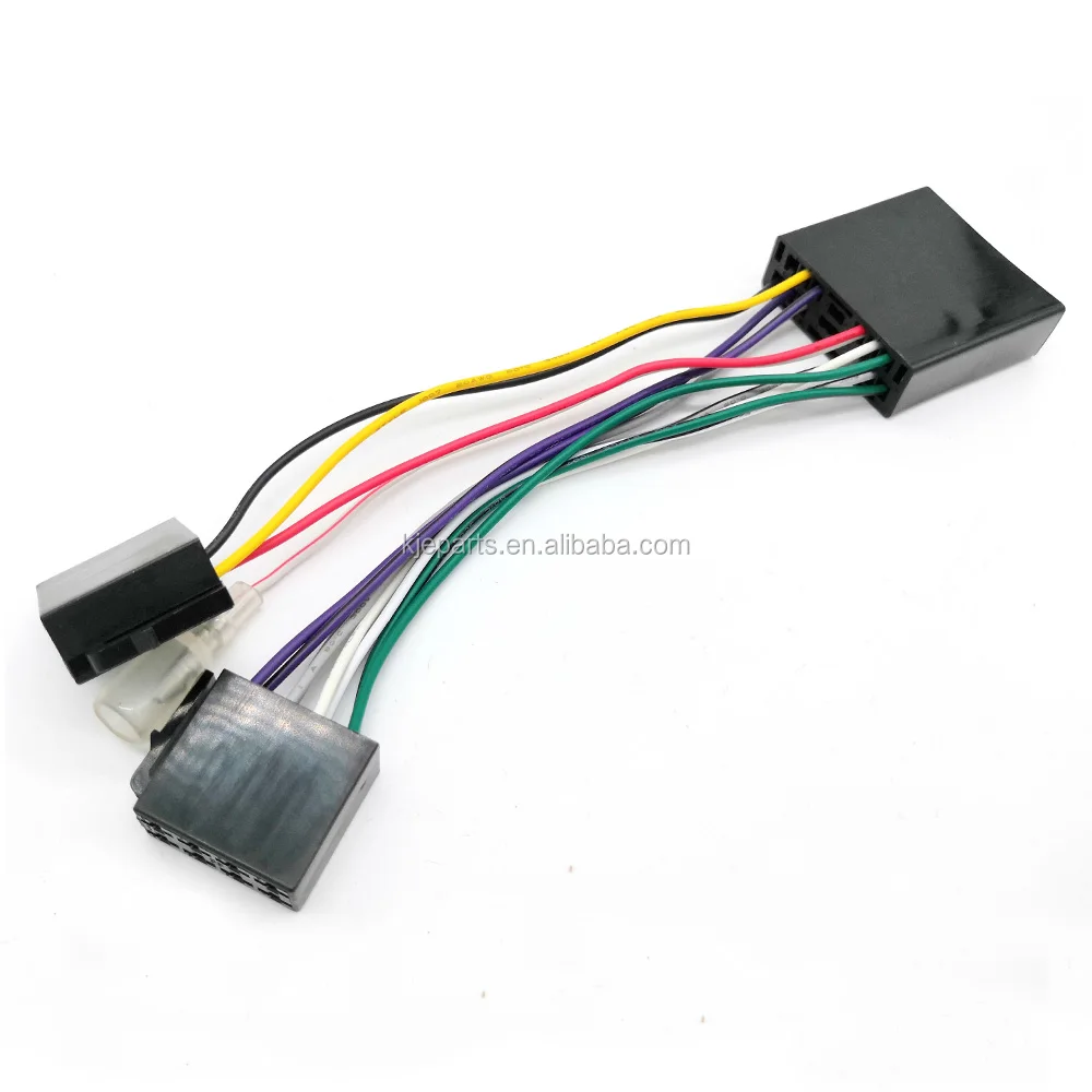 12pin Black Color Plug With 16pin Iso Connector Wiring Harness For Car
