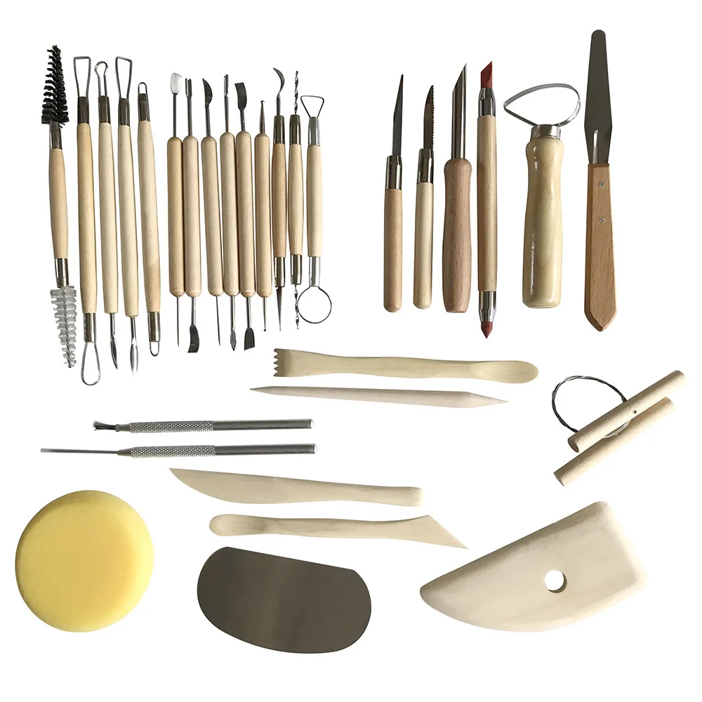 艺术供应 30 件陶器和粘土和雕刻工具套装