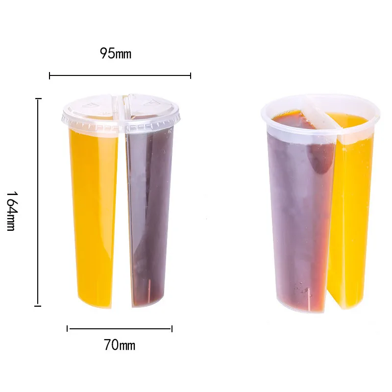 600ml 700ml Snack And Drink In One Split Cups Plastic With 2
