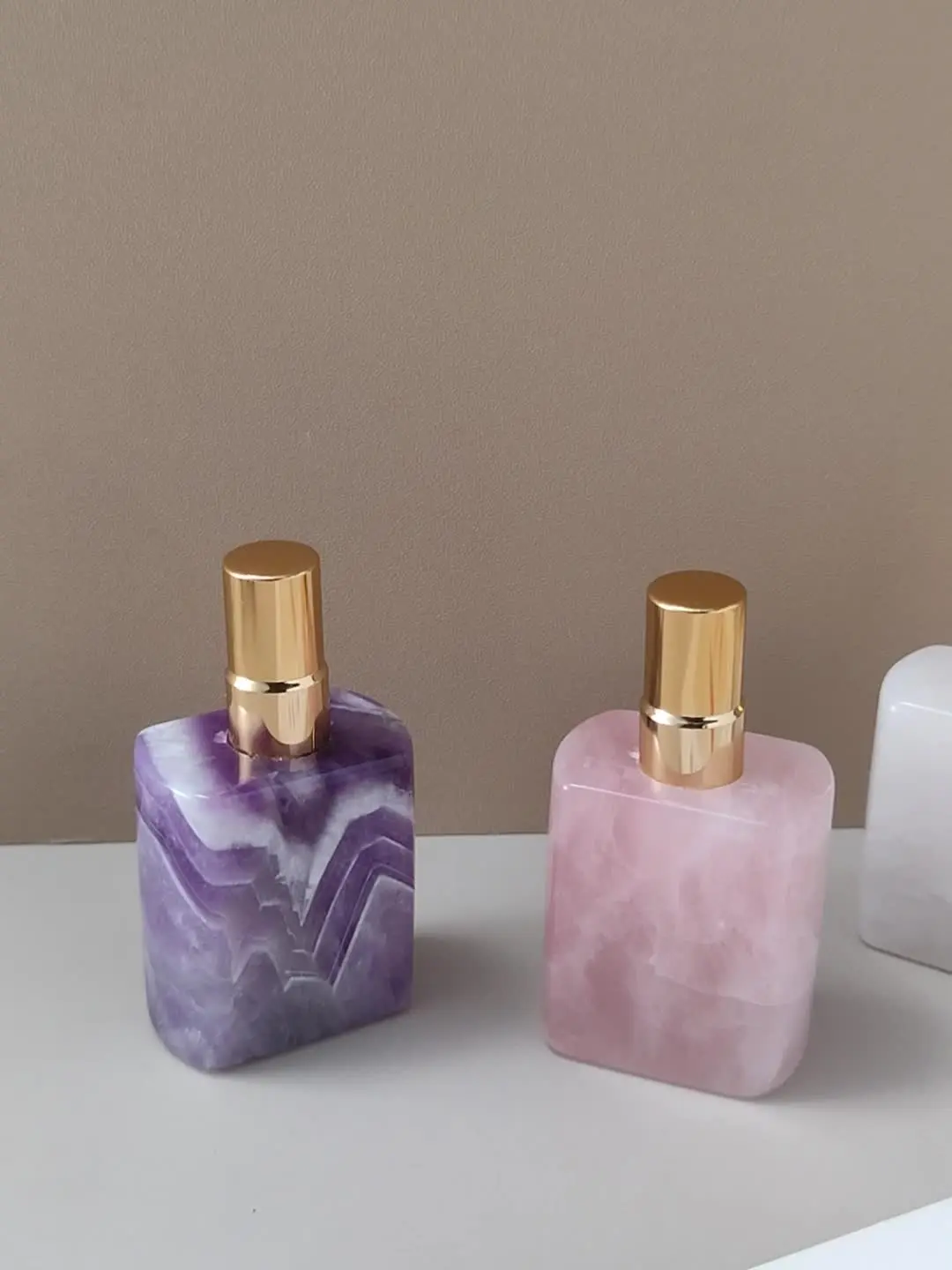Natural Rose Quartz Amethyst clear Quartz Perfume Spray Bottle