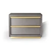 Modern Style Bedside Table, Shark skin 2 Drawer Bedside, Luxury Wooden Bedroom Nightstand