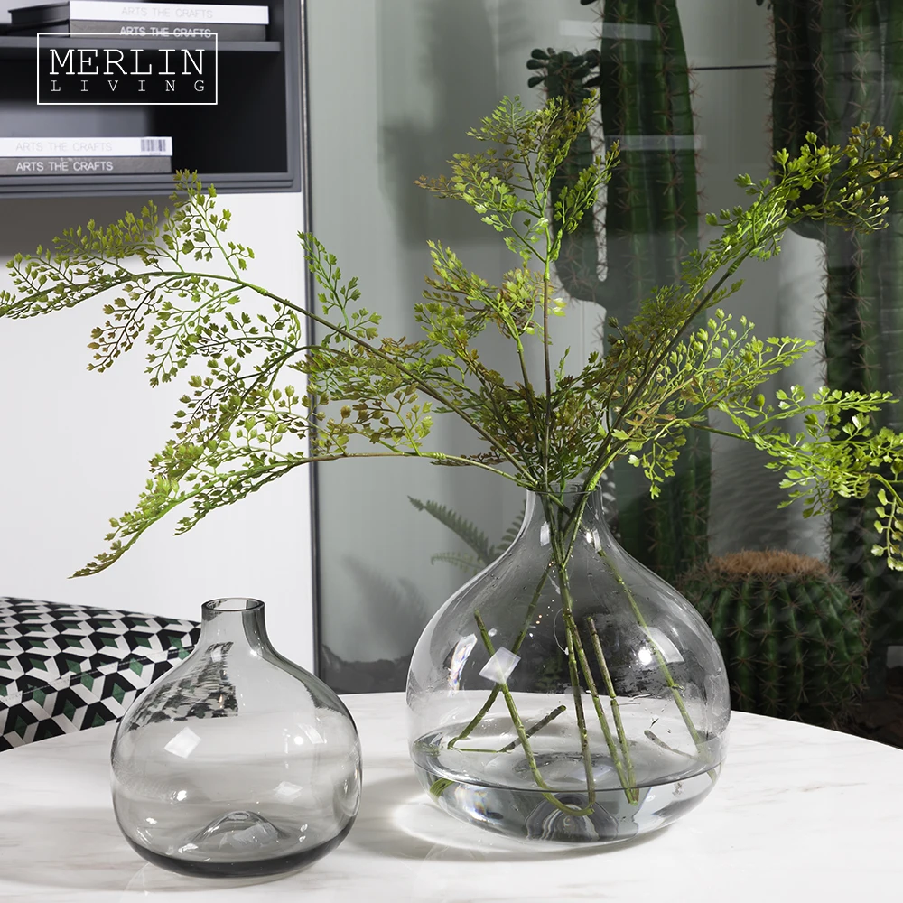 Wholesale Narrow Neck Glass Flower Vase Simple Round Sphere Balloon Bud