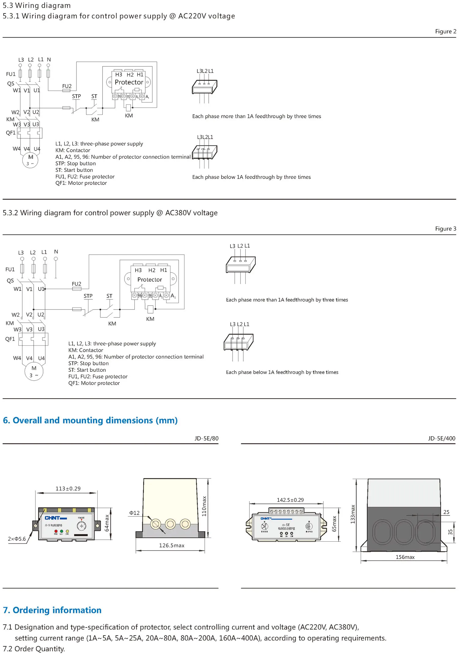 Chint original JD-5E AC Motor 1A to 400A CHNT Overload and Phase failure protection Integrated Motor Protector