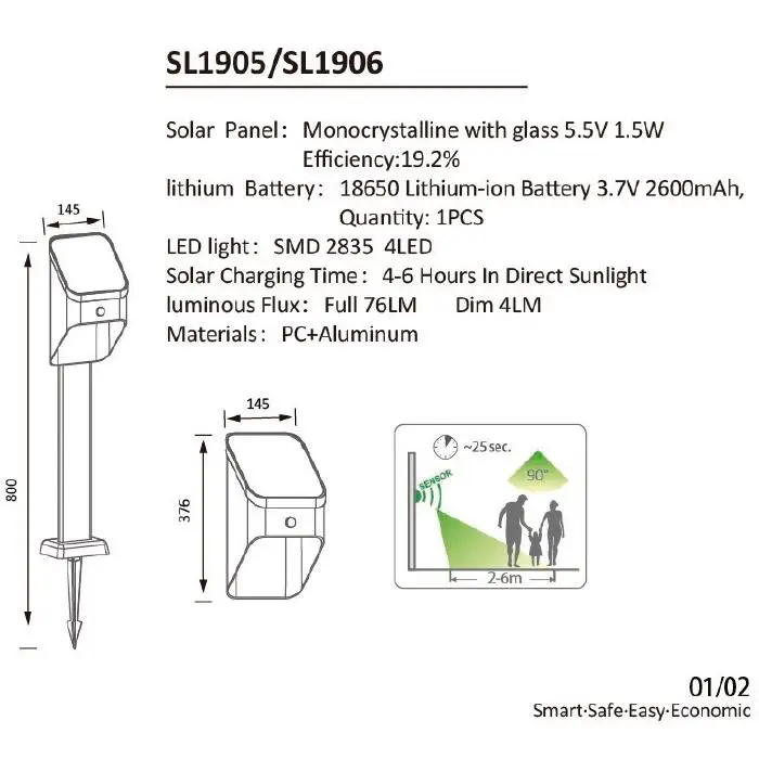 ip65 waterproof solar led street light aluminum led solar wall light