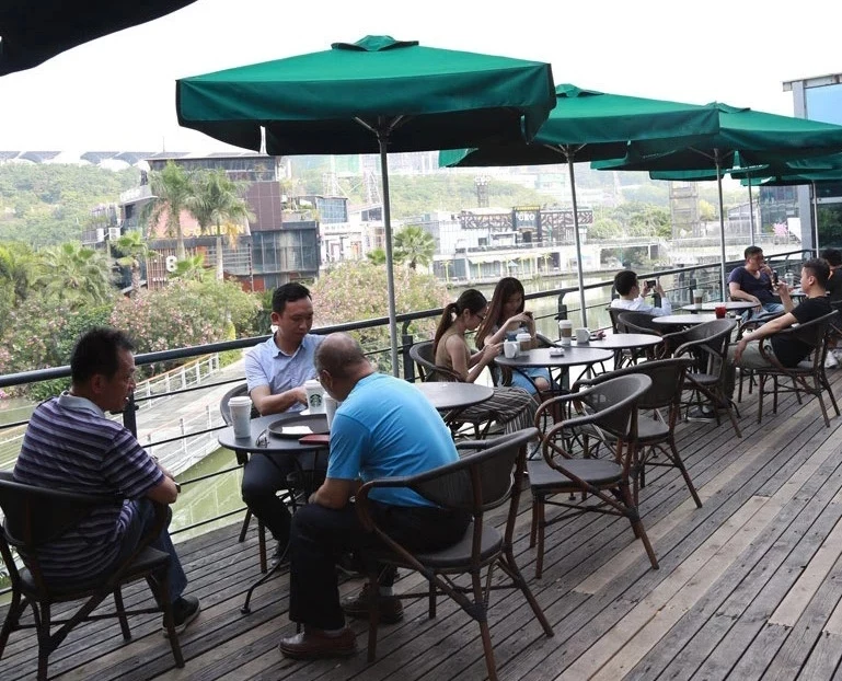 High welcome outdoor aluminum fabric patio garden dining cafe restaurant bistro chair.jpg