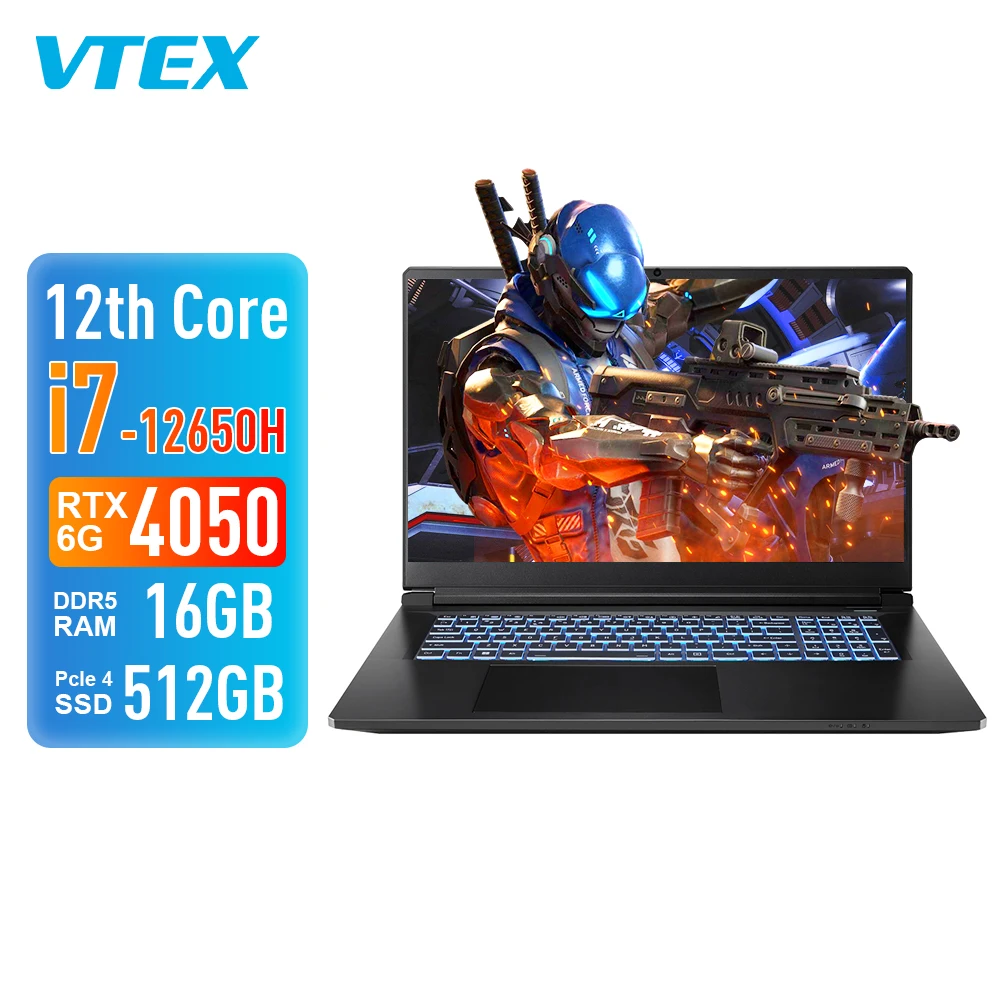 Front view of a slim 17.3-inch laptop with thin bezels and matte finish