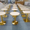 Round to square stone table top furniture golden metal frame various colors marble restaurant tables