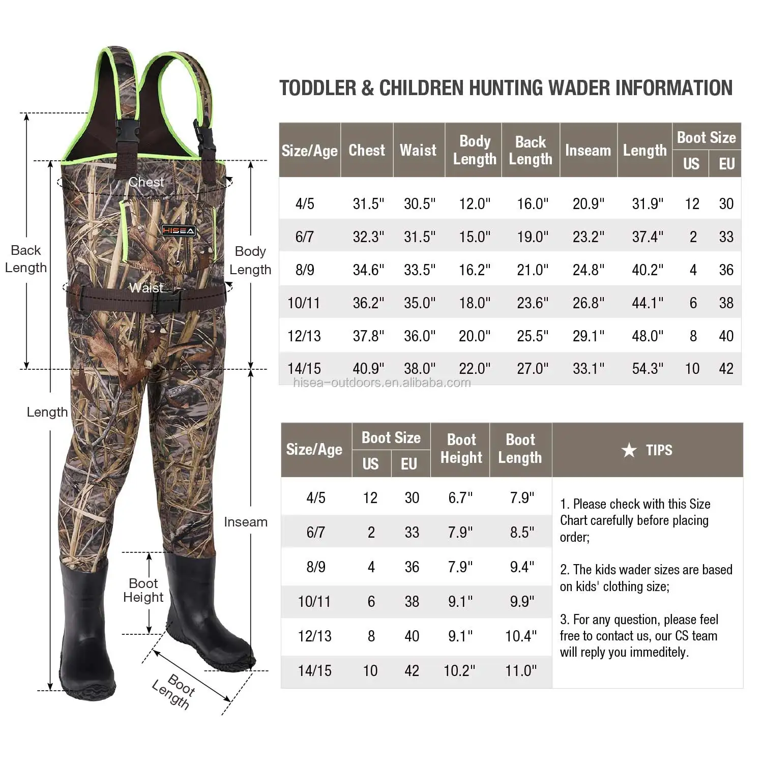 Kids Chest Waders Neoprene Fishing Waders For Toddler & Children Youth