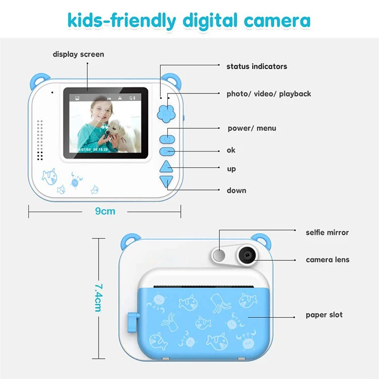 Funny Kids Digital Camera Instant Printing Camera For Children 2 Inch Print Cameras Digital