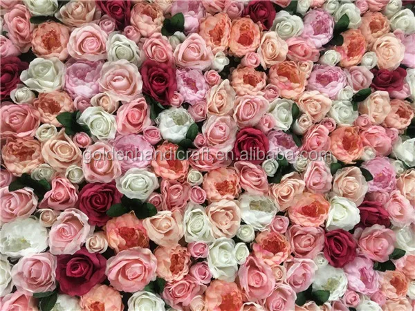 Customized Artificial Silk Wedding Roll Up Flower Wall Rose Backdrop