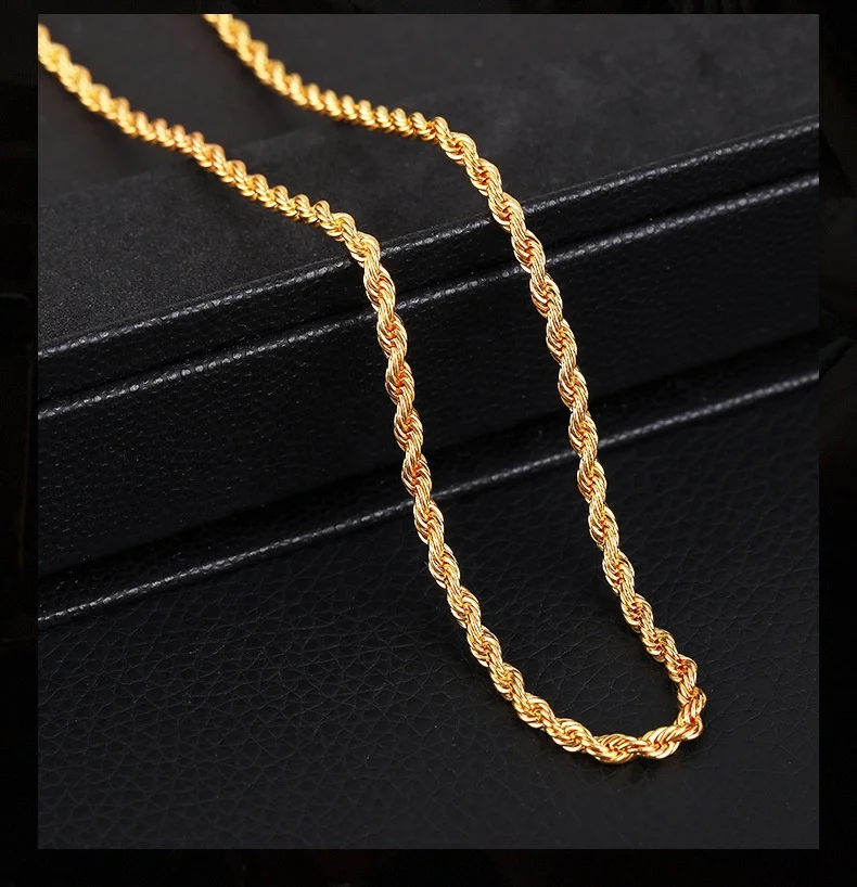 Xinfly Summer Custom 6mm Thick Pure 18k Real Yellow Gold Twisted Au750