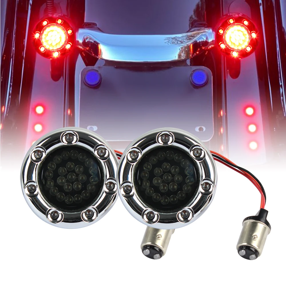 Pair 2'' Bullet Style Rear Running Light LED Turn Signal Kit with 1157 Base for Motorcycle