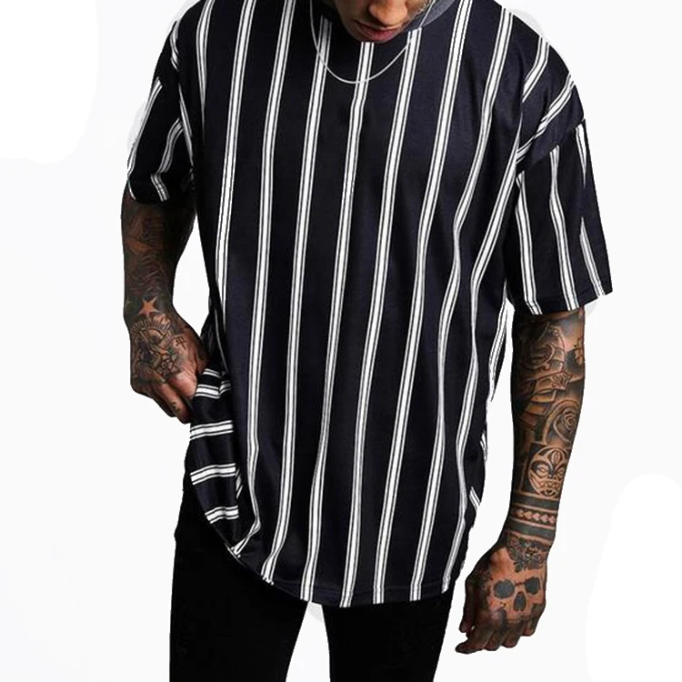 mens black striped t shirt