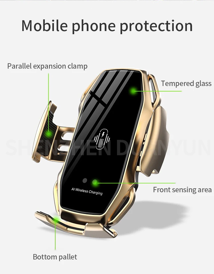 Real Factory Direct Touch Sensing Automatic Retractable Clip Fast Charging Wireless Car Holder Compatible Suit for iPhone Xs Max