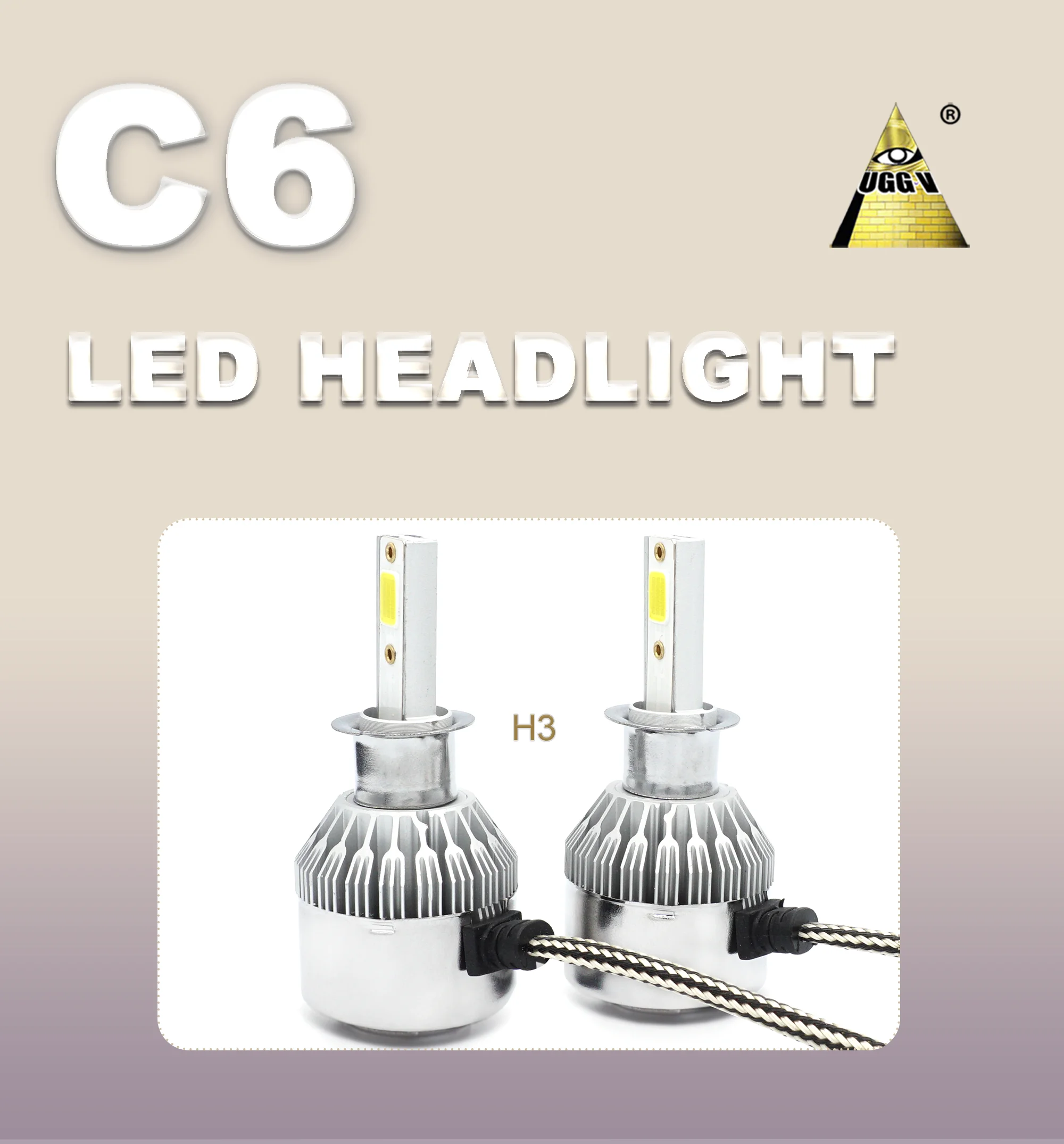 All In One Led Headlight C6 H3 Conversion Kit 38w 3800lm For Car Led