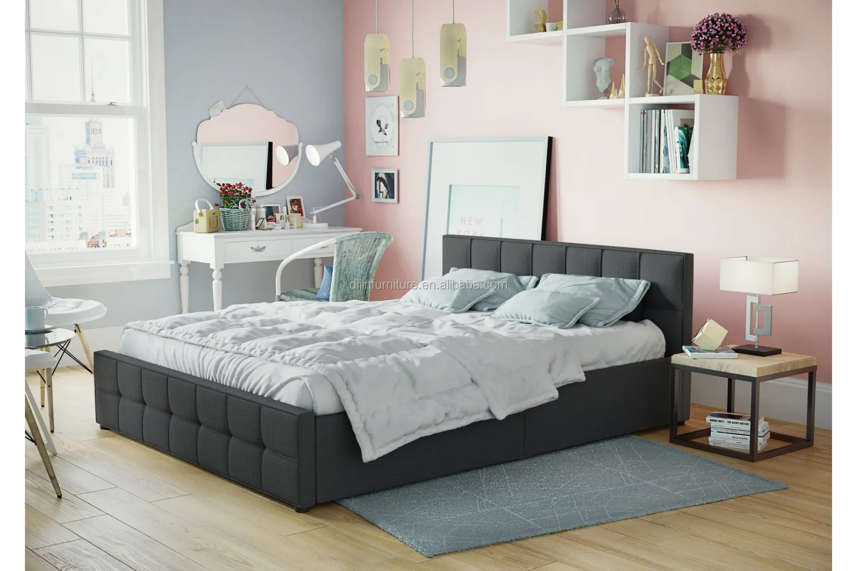 Wholesale 2023 Bedroom Furniture Fashion Platform Queen Storage Bed