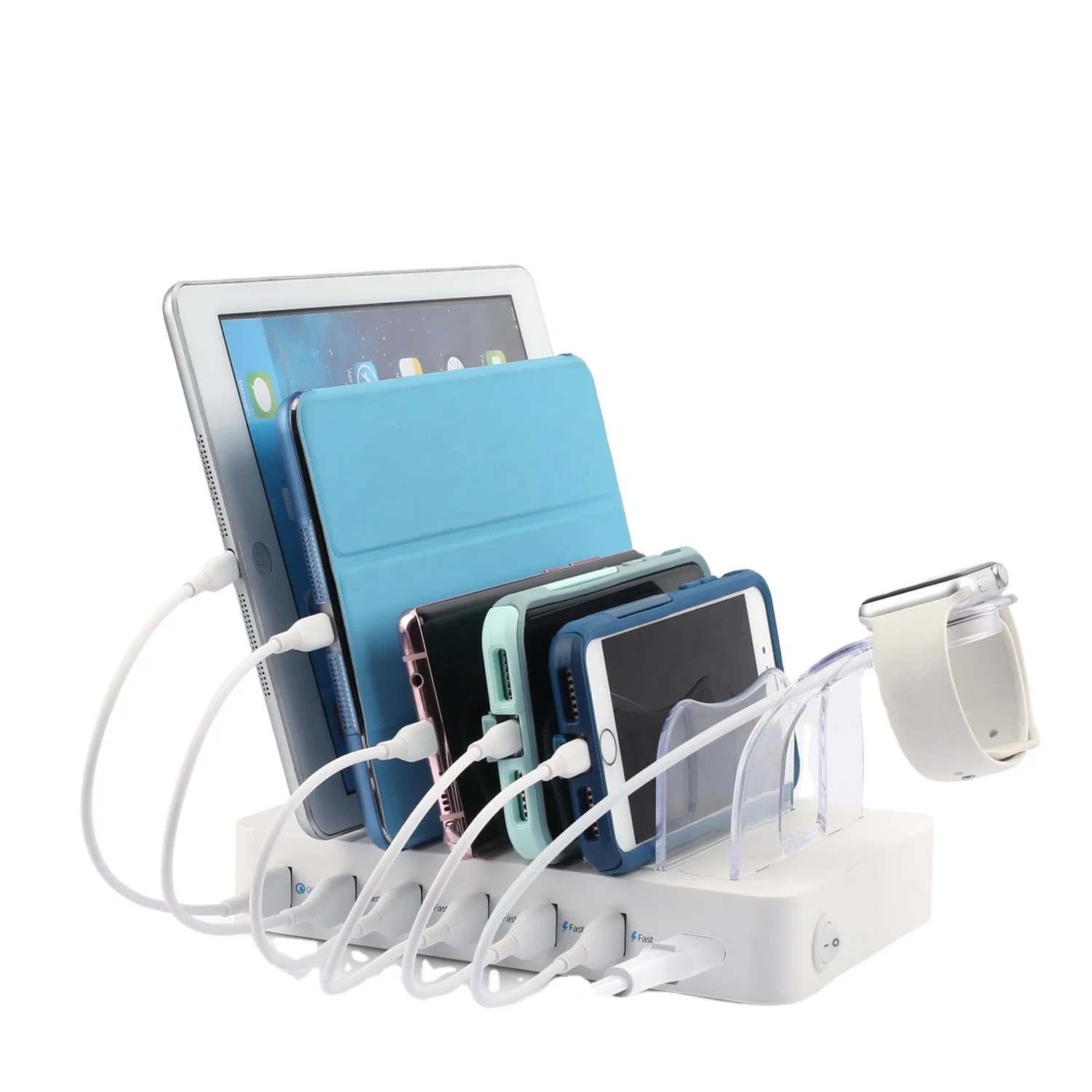 
SooPii QC 3.0 60W12A 6-Port USB Charging Station for Multiple Devices, 6in1 Desktop Charger Dock Organizer with for Restaurant 