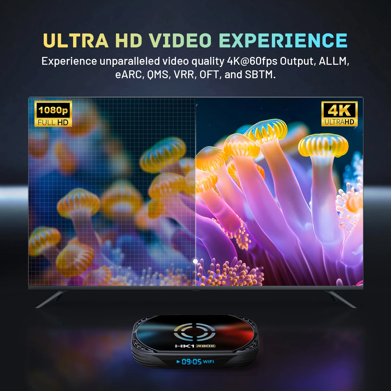 HK1 X50 Android 14 Gigabit WiFi6 4K HD TVBOX 64 Bit S905A/X5M 2GB RAM/16GB ROM Dual WiFi Network Set Top Box Quad Core Processor