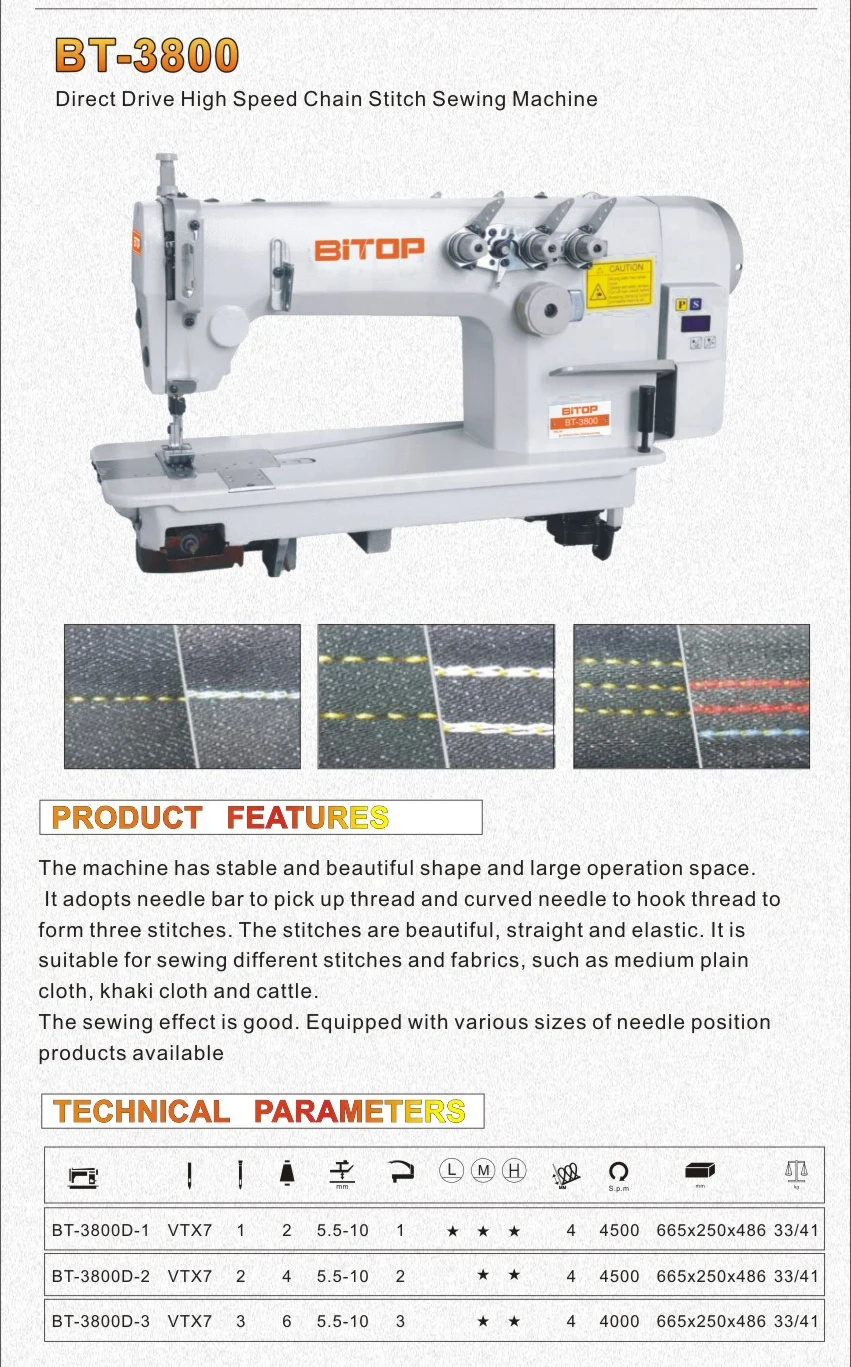 Bitop Bt3800d Direct Drive High Speed Heavy Duty Two/ Three Needle