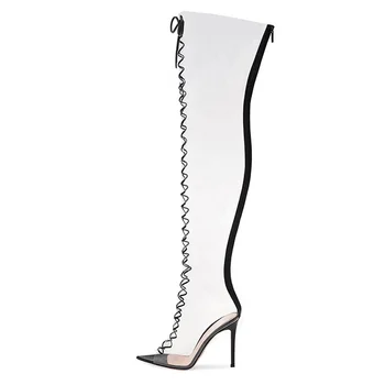 transparent knee high boots