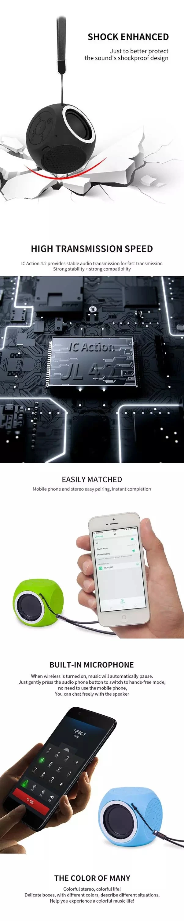Portable Small Colorful Outdoor IPX7 Sucker Wireless Waterproof Speaker - ANKUX.COM