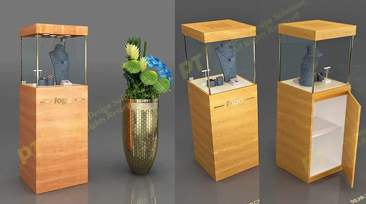 2 Layers Cabinets Floor Tall Stand Metal Light Display Pedestal Gold