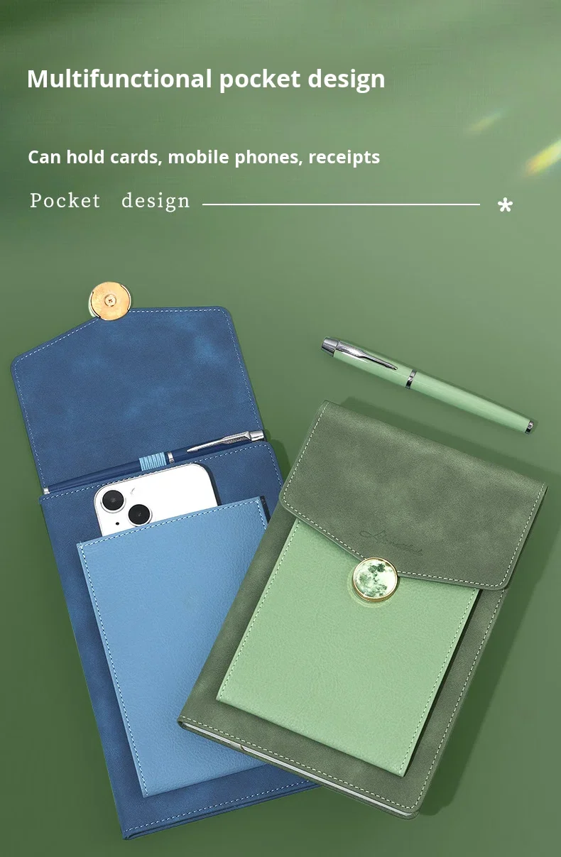 Customized Faux Leather Mobile Phone Pocket Storage Notebook Business ...