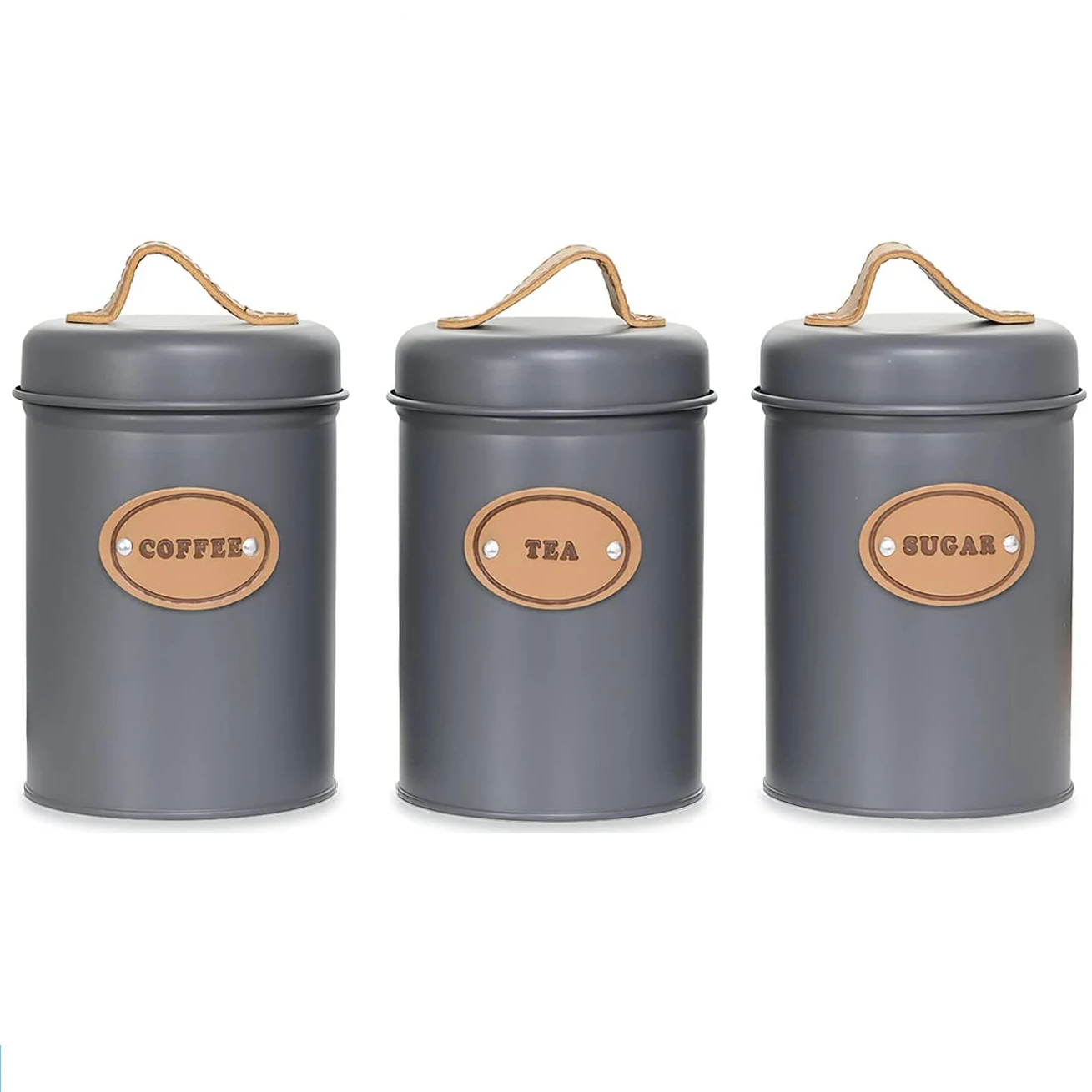Grey Kitchen Canister Set Tea Coffee Sugar Canister Kitchen Storage Box