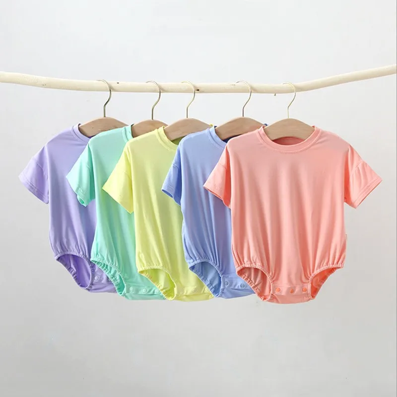 Wholesale Blank Clothes Baby Bubble Romper Bodysuit Summer Short Sleeve