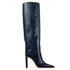 Stylish Wide long boots women Dress shoes Cro PU genuine leather boots Winter High Heel Women casual booties for ladies
