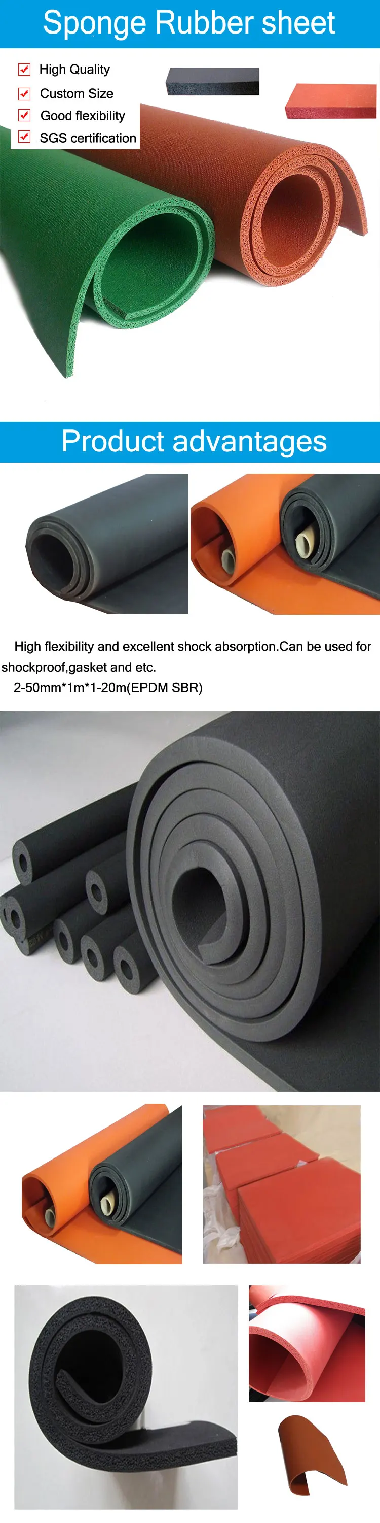 High quality 3mm Black SBR EPDM foam rubber sheet