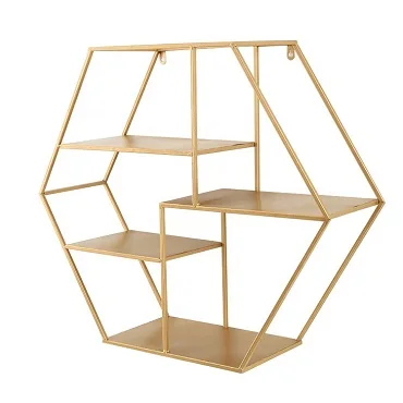 Nordic Creative Simple Hexagonal Wrought Iron Wall Shelf