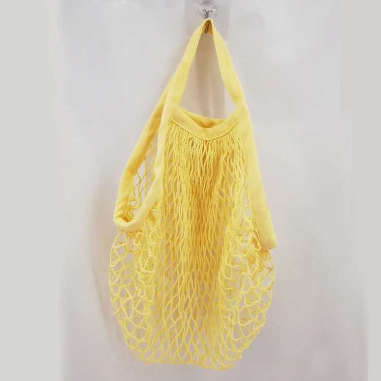 Factory In Stock Lemon Yellow Cotton Mesh Eco Bag For Fruit Vegetable