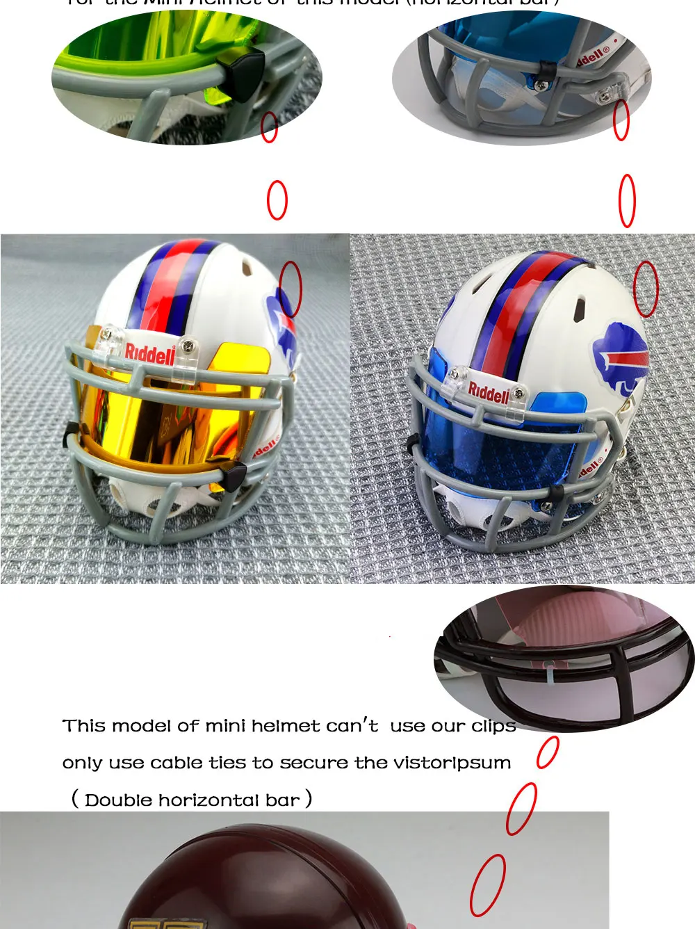 American Mini Football Helmet Visor With Clips Universal Fit For