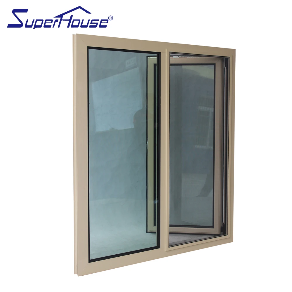 USA Standard wooden color aluminum tilt turn glass windows for sell