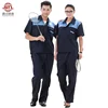 custom logo short sleeve summer contrast color unisex working work shop mechanic workwear uniform suit for engineer