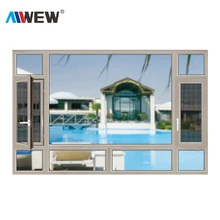 Alwew Оптовая inward открытие водонепроницаемый теплоизоляцией двойной стекло окна для дома