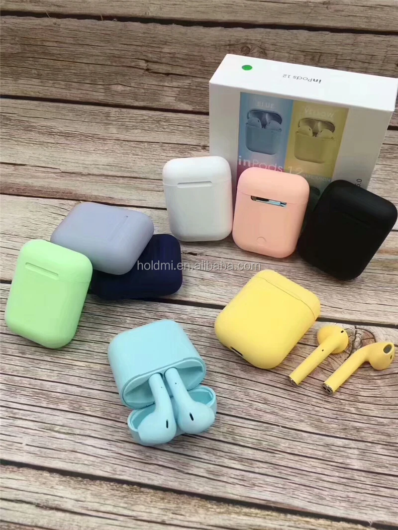 Hot sale red color wireless earphone inpods 12 macaron i12 TWS Blue tooth earbuds for iphone and samsung - ANKUX.COM