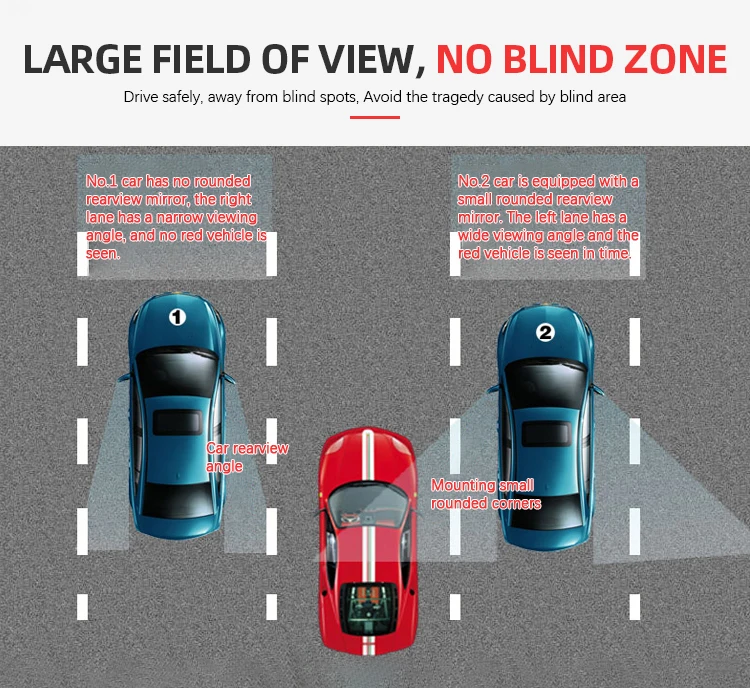 Driveway Car Large Field Of View Convex Noblindspot Rearview Mirrors